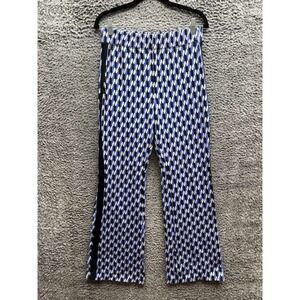 Anthropologie Maeve Geometric Print Ponte Pull On Flare Pants Blue Womens Size M